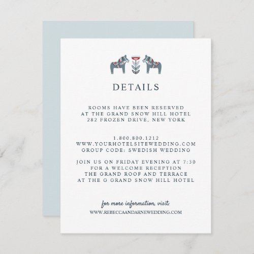 Scandinavian Dala Horse  WEDDING Guest Details Enclosure Card