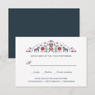 Scandinavian Dala Horse  WEDDING RSVP MEAL CHOICE