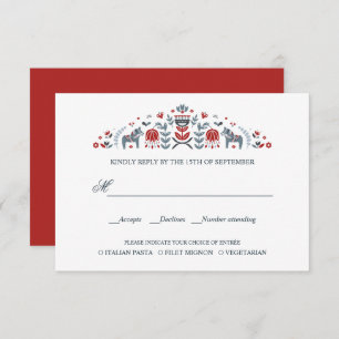 Scandinavian Dala Horse WEDDING RSVP MEAL CHOICE