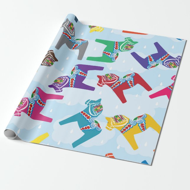 SCANDINAVIAN DALA HORSE Wrapping Paper (Unrolled)