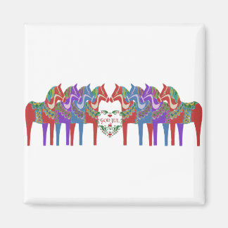 Scandinavian Dala Horses God Jul Christmas Magnet