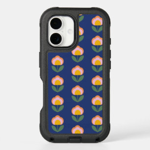 Scandinavian Danish Folk Flower Pattern in Blue iPhone 16 Case