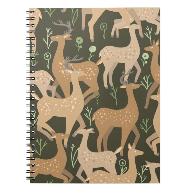 Scandinavian Deer Forest Wallpaper Notebook (Front)