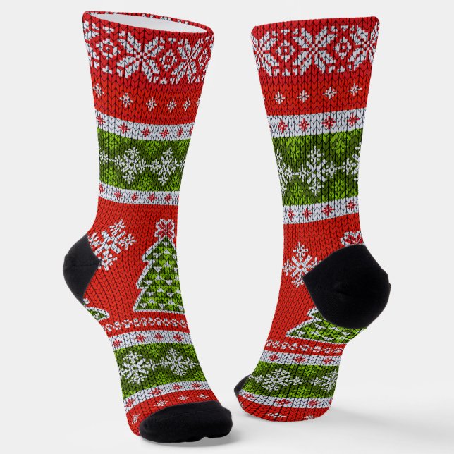 Scandinavian Design Cozy Winter Holiday Socks (Angled)