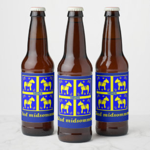 scandinavian design,Personalized Glad midsommar Beer Bottle Label