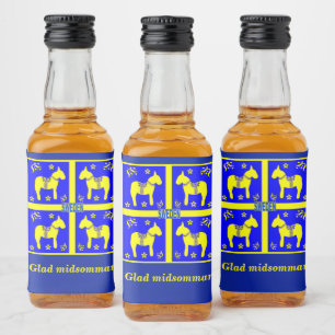 scandinavian design,Personalized Glad midsommar Liquor Bottle Label