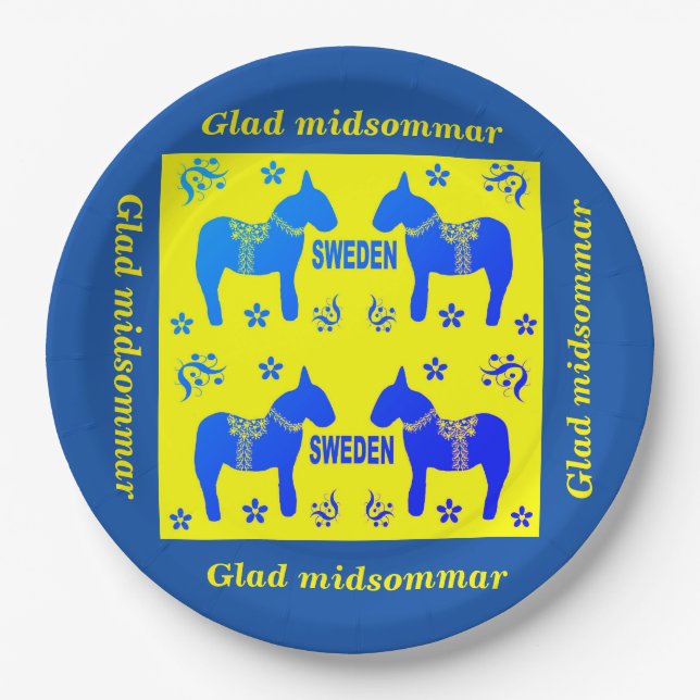 scandinavian design,Personalized Glad midsommar Paper Plates (Front)