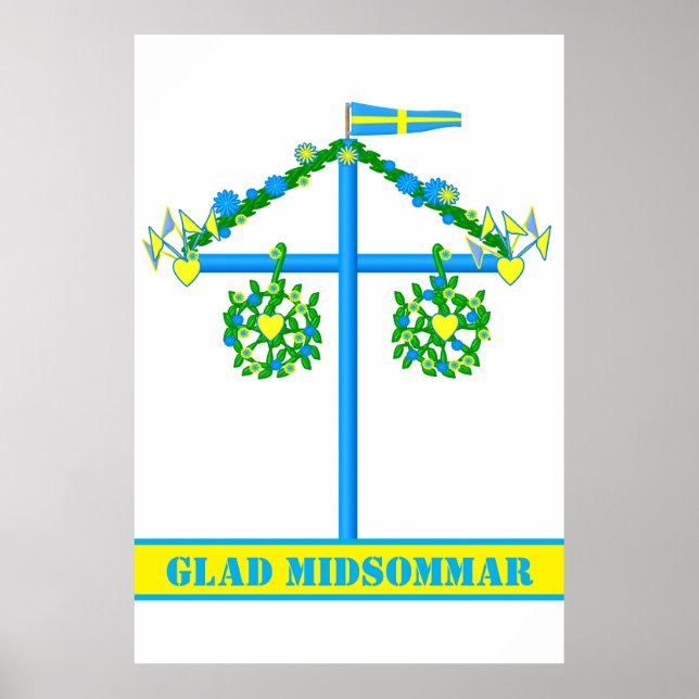 scandinavian design,Personalized Glad midsommar Poster (Front)