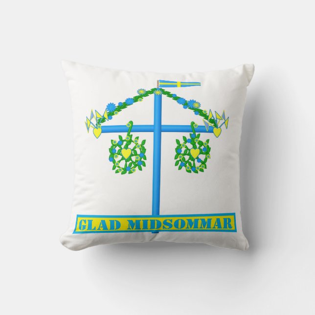 scandinavian design,Personalized Glad midsommar Throw Pillow (Front)