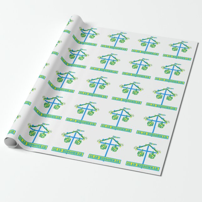 scandinavian design,Personalized Glad midsommar Wrapping Paper (Unrolled)
