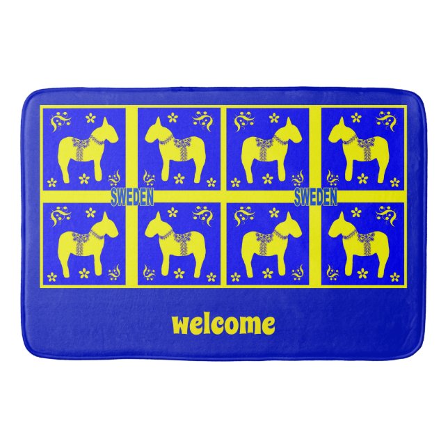 scandinavian design,swedish Horse,Personalize, Bath Mat (Front)