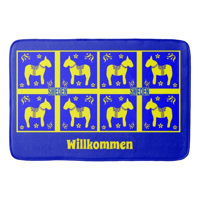 scandinavian design,swedish Horse,Personalize, Bath Mat (Front)