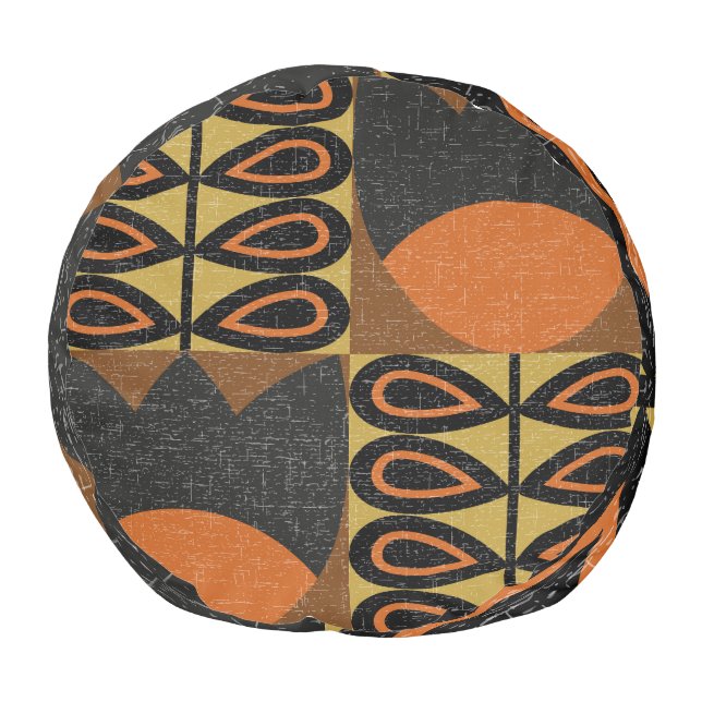 Scandinavian Design: Vintage Seamless Pattern Pouf (Bottom)