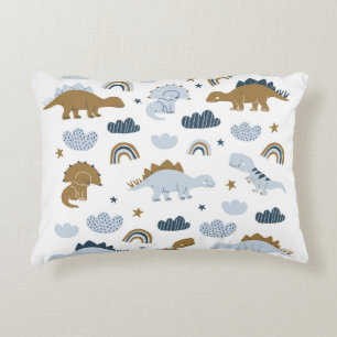 Scandinavian dinosaurs, stars, rainbows illustrati accent pillow
