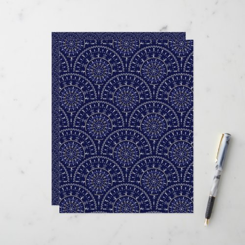 Scandinavian Ditsy Winter Navy &amp; Gold Art Deco