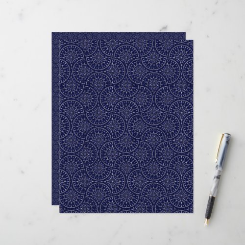 Scandinavian Ditsy Winter Navy &amp; Gold Art Deco
