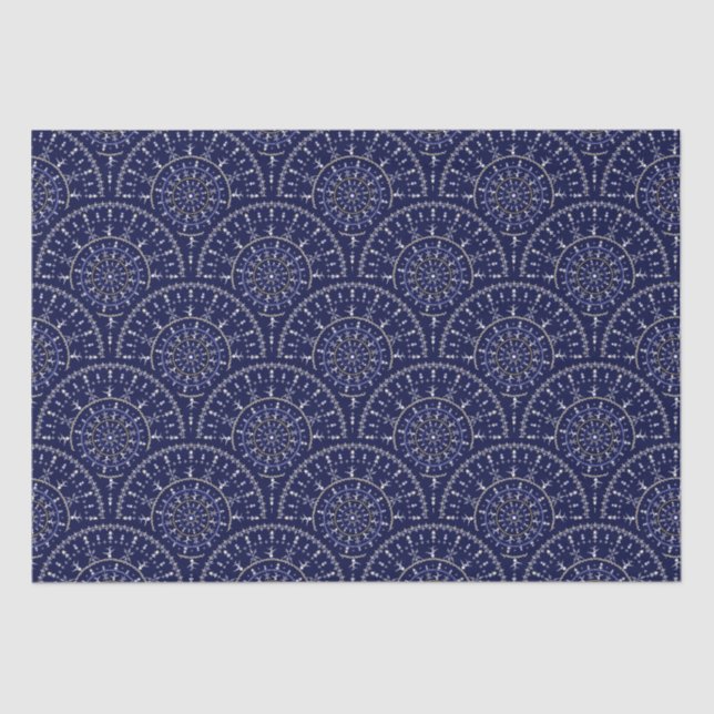 Scandinavian Ditsy Winter Navy & Gold Art Deco Tissue Paper (Front)