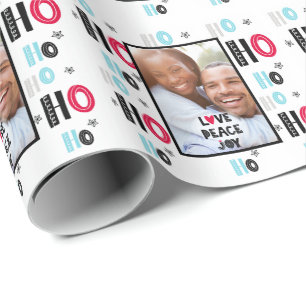 Scandinavian Doodle PHOTO Christmas Modern Wrapping Paper