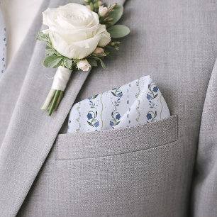 Scandinavian Dusty Blue Floral Wedding Pocket Bandana