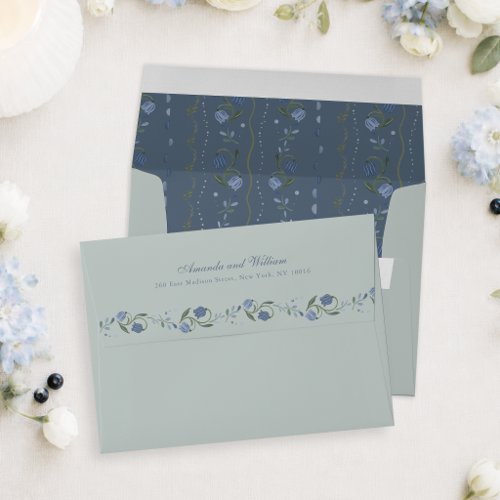 Scandinavian Dusty Blue Wedding Envelope