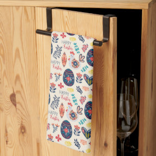 Scandinavian Eggs Chicks Floral Garden Easter Kitchen Towel
