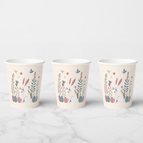 Scandinavian Elegance Cute Easter Bunny Paper Cups