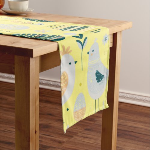 Scandinavian Elegance Easter Chicks and Eggs Medium Table Runner