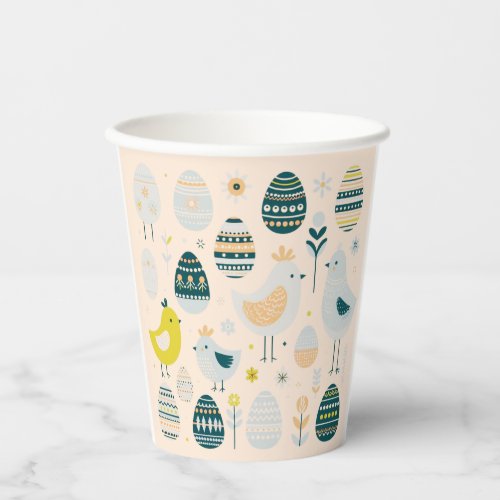 Scandinavian Elegance Easter Chicks and Eggs Paper Cups