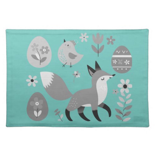 Scandinavian Elegance Easter Fox with Chicks Cloth Placemat