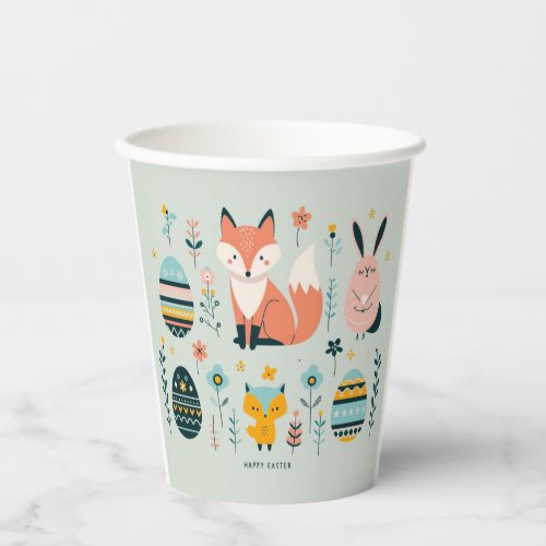 Scandinavian Elegance Fox Bunny Owl and Eggs Paper Cups