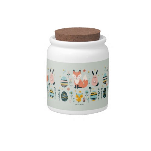 Scandinavian Elegance Fox Bunny Owl Easter Eggs Candy Jar