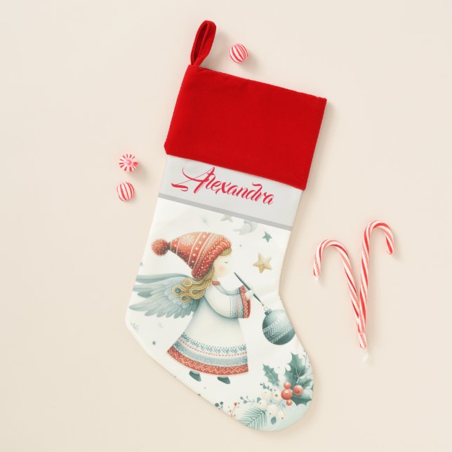 Scandinavian elegance spiritual Christmas angel Christmas Stocking (Front)