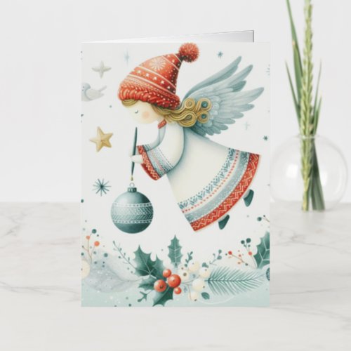 Scandinavian elegance spiritual Christmas angel Foil Greeting Card