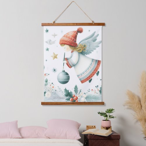 Scandinavian elegance spiritual Christmas angel Hanging Tapestry