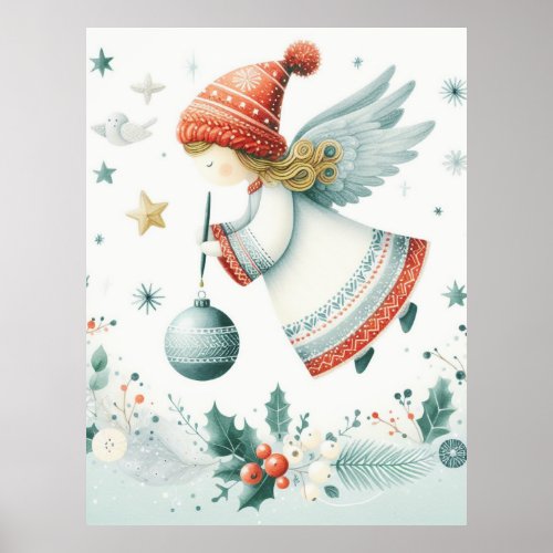 Scandinavian elegance spiritual Christmas angel Poster