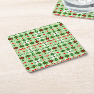 Scandinavian Fair Isle Christmas Edition 4 Square Paper Coaster
