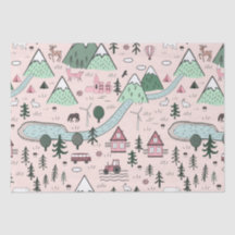 Scandinavian Farm Town Pattern Pink