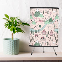 Scandinavian Farm Town Pattern Pink 