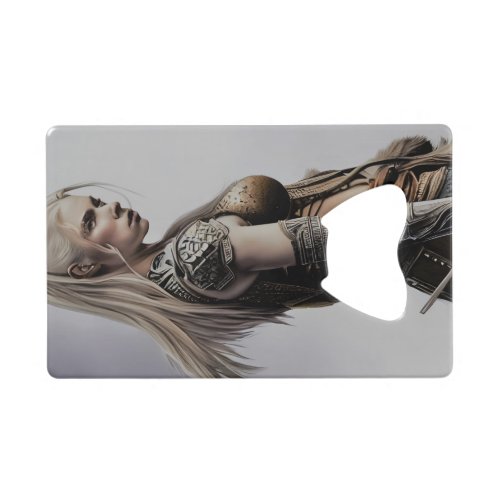 Scandinavian Female Warrior Fantasy Art Poster Credit Card Bottle Opener