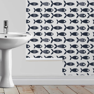 Scandinavian fish Navy Blue  Wallpaper