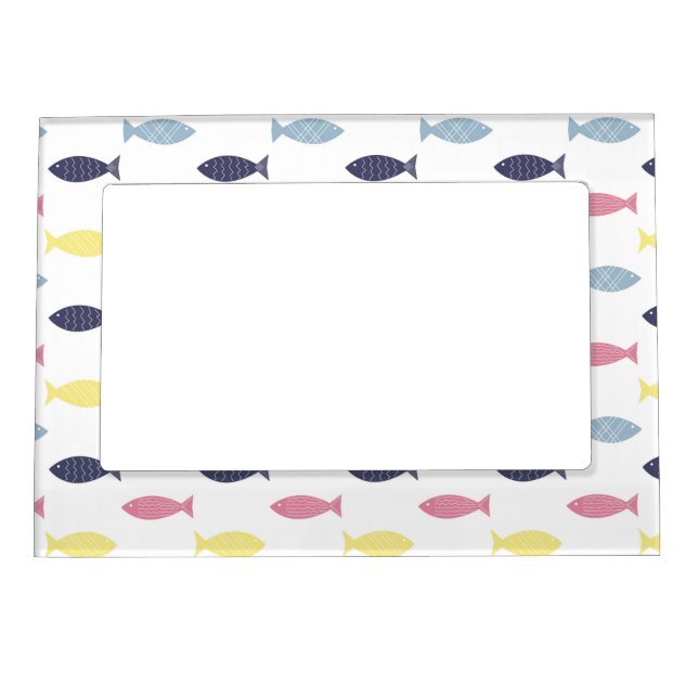 Scandinavian Fish Pattern Pastel Color Magnetic Frame (Front)