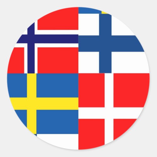 Scandinavian Flags Quartet Classic Round Sticker
