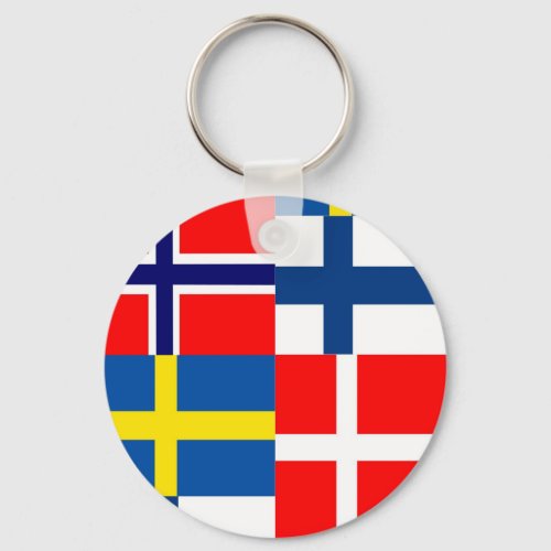 Scandinavian Flags Quartet Keychain