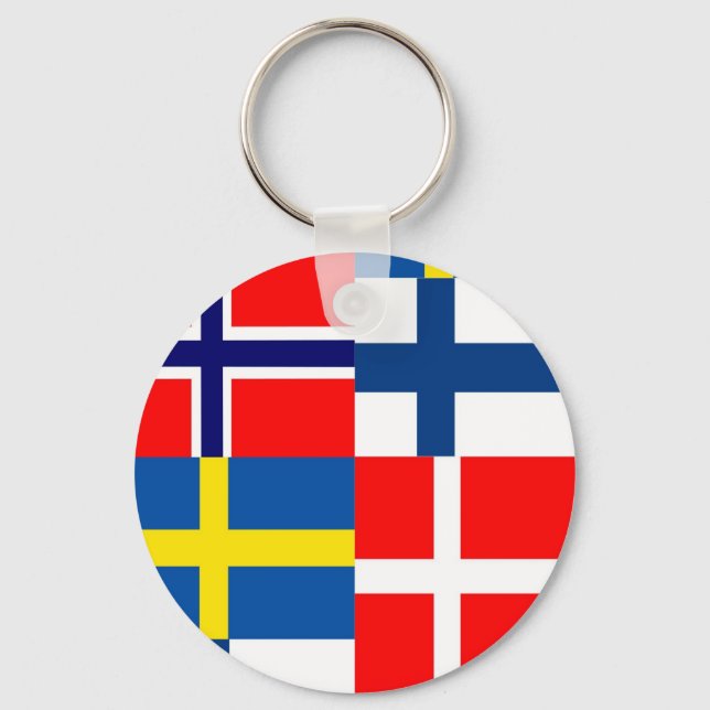 Scandinavian Flags Quartet Keychain (Front)
