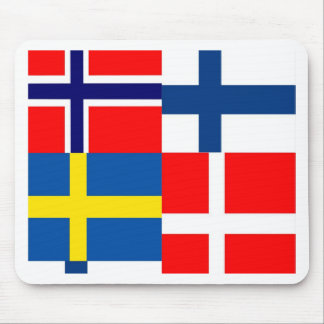 Scandinavian Flags Quartet Mouse Pad