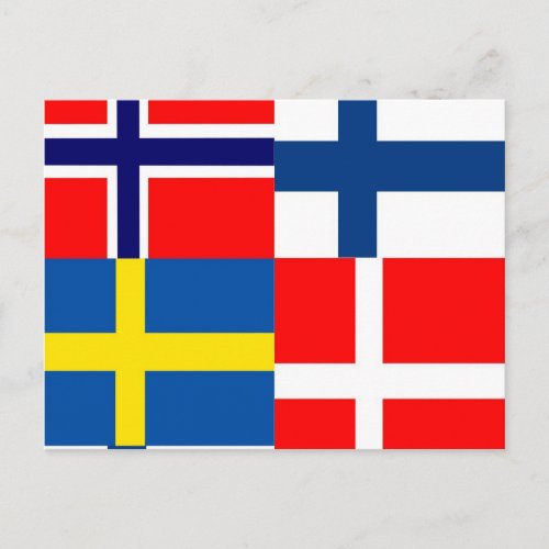 Scandinavian Flags Quartet Postcard