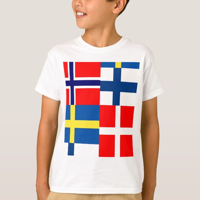Scandinavian Flags Quartet T-Shirt (Front)