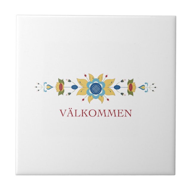 Scandinavian Floral Border Ceramic Tile (Front)