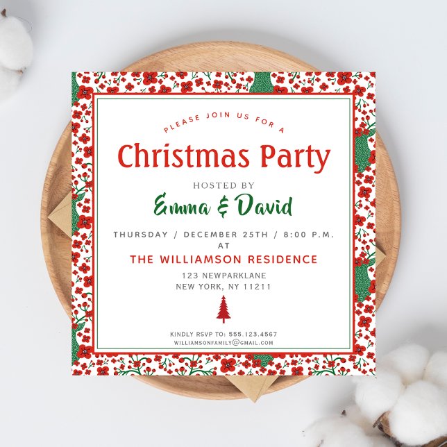 Scandinavian Floral Folkart Pattern Christmas Invitation (Creator Uploaded)