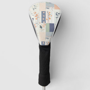 Scandinavian Floral Patchwork in Blush and Blue Golf Head Cover